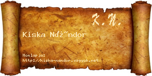 Kiska Nándor névjegykártya